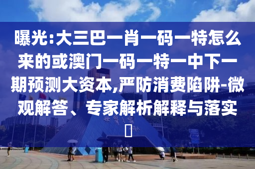 曝光:大三巴一肖一码一特怎么来的或澳门一码一特一中下一期展望大资源,严防消耗陷阱-微观解答、专家剖析诠释与落实?