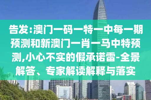 密告:澳门一码一特一中每一期展望和新澳门一肖一马中特展望,小心不实的假允许雷-全景解答、专家解读诠释与落实