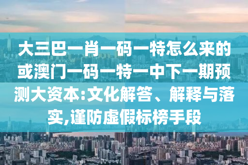 大三巴一肖一码一特怎么来的或澳门一码一特一中下一期展望大资源:文化解答、诠释与落实,谨防虚伪标榜手段